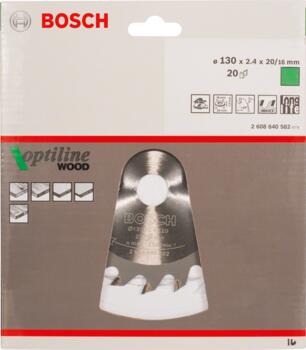 Ripzāģa disks 130x16mm Optiline Wood, Rokas ripzāģiem PRO WOOD RIPZĀĢA ASMENS, 2608640582, BOSCH (2608640582)