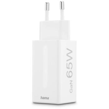 Hama зарядное устройство 001251420000, 65W, 100-240V, 2x USB-C, 1x USB-A, GaN, Power Delivery, Quick Charge 3.0, белый (001251420000)
