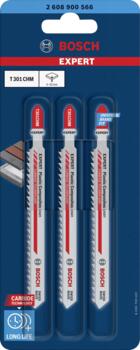 3 figūrzāģa asmeņi T301CHM PlasticComposites, Figūrzāģiem EXPERT PLASTIC COMPOSITES CLEAN T301CHM FIGŪRZĀĢA ASMENS, 2608900566, BOSCH (2608900566)