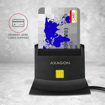 Axagon Считыватель смарт-карт CRE-SM2, USB 2.0, кабель 1.3 м, поддерживает SIM, microSD, SD карты, черный (CRE-SM2)
