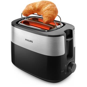 Philips Toaster HD2516/90, 900 W, 2 šķēles, 8 brūnināšanas līmeņi, Metāla, Augsta pacelšanas mehānisms, Noņemama drupatu tvertne (HD2516/90)