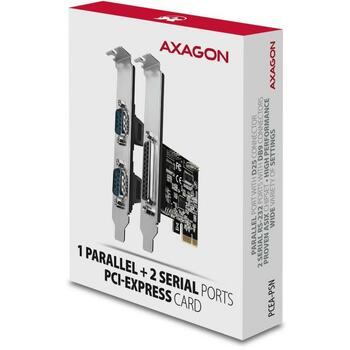 Axagon Адаптер PCEA-PSN 1x параллельный DB25, 2x RS-232 DB9 250 кBd, PCIe 5 Гбит/с, CE, RoHS (PCEA-PSN)