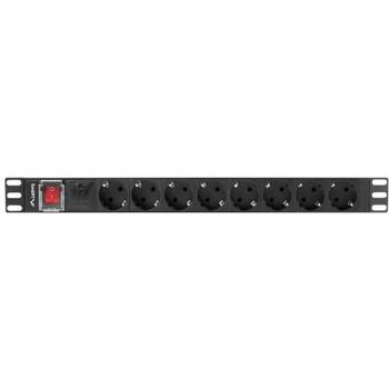 Lanberg удлинитель PDU-08F-0200-BK, 1U, 16A, 8x schuko, 2m, автоматический предохранитель, защита от перегрузки (PDU-08F-0200-BK)