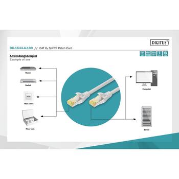 Digitus патч-кабель DK-1644-A-100, 10м, RJ-45, с защитой, без галогенов, snagless, strain relief (DK-1644-A-100)