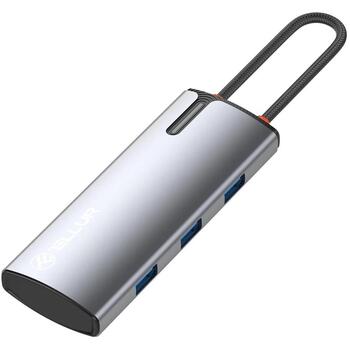 Tellur USB-C хаб TLL321061, 5V/3A, 15V/3A, 20V/5A, 20V/5A PD3.0 100W, 4K 30Hz, 5 портов (TLL321061)