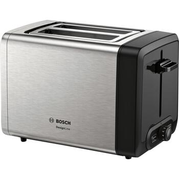 Bosch Maizīšu sildītājs TAT4P420, 970 W, 2 slots, nerūsējošais tērauds/melns, automātiska izslēgšanās, augsts pacēlums (TAT4P420)