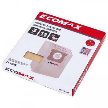 Ecomax мешки для пыли EMX 25L 25-1238N&EMX, 3 шт., бумажные, 0.3 кг, совместимы с Ecomax (25-1238N&EMX)