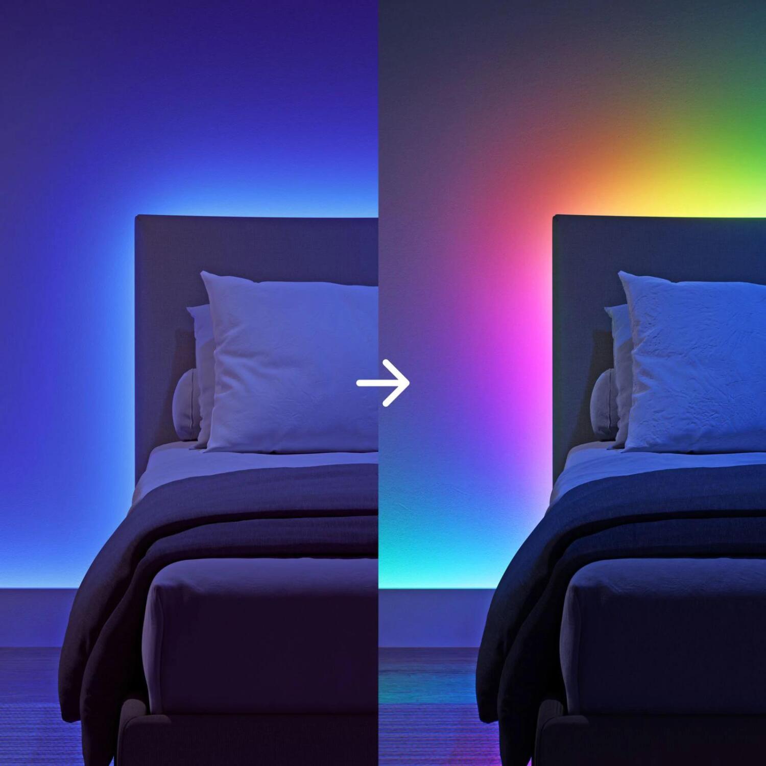Nanoleaf Светодиодная лента NF085K02-5ALS, 5м, 300 LED, 550lm, RGBIC, Dimmable, SmartThings, Wi-Fi, Bluetooth, Matter (NF085K02-5ALS)