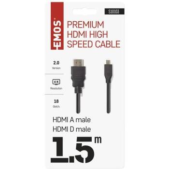 Emos Высокоскоростной HDMI 2.0 кабель A–D S10103, 1,5 м, 18 Гбит/с, 4K, Ethernet, ARC, поддержка 3D (S10103)