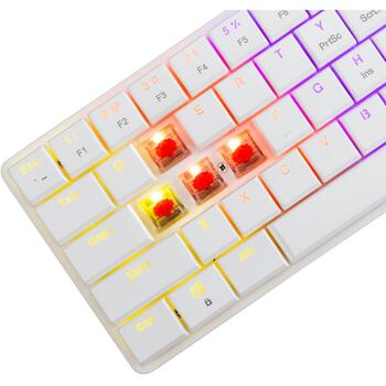 White Shark Клавиатура NAGAMAKI-W-US-RED.SW, 29.2см, 10.3см, 2.5см, 0.32кг, USB-C, RGB подсветка, 62 клавиши (NAGAMAKI-W-US-RED.SW)