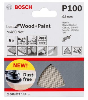Сита абразивный, M480 93X93мм, 5шт., 2608621190, BOSCH (2608621190)