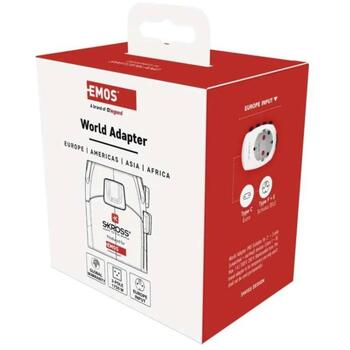 Emos Путевой адаптер P0056N, 250 V~/ 7 A max., 6 типов розеток, 3 типа вилок, белый (P0056N)