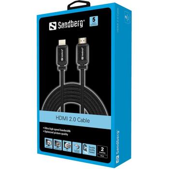 Sandberg HDMI кабель 508-98, 2м, HDMI male-19M, HDMI male-19M, 4K UHD, высокая скорость (508-98)