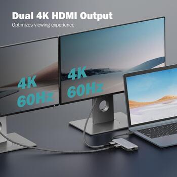 Digitus DA-70915 USB-C док-станция, 8 портов, 2x HDMI, 1x RJ-45, Gigabit Ethernet (DA-70915)