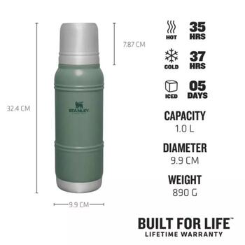 Stanley® Термос The Artisan 2811428004, 1л, 35ч горячий, 37ч холодный, 5д со льдом, нержавеющая сталь, зеленый (2811428004)