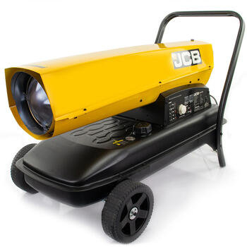JCB JCB-SH215DP24 dīzeļa un petrolejas sildītājs telpu un halles apkurei 63kW 215000BTU 50L 5.8L/h līdz 1300m³ ar termostatu un riteņiem (JCB-SH215DP24)