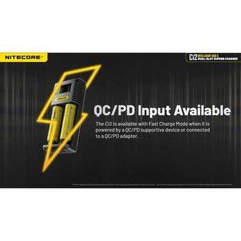 Nitecore Зарядное устройство CI2 5V 2A, 9V 2A, 12V 1.5A, 18W, 4.2V±1%, 1.48V±1%, 3000mA*1, 2000mA*1, AA, AAA, 18650 (CI2)