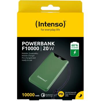 Intenso Power Bank 7332037 10000 мАч, Li-Polymer, 20 Вт, 1x USB Type-A, 1x USB Type-C, зеленый, защита от ЭСД (7332037)