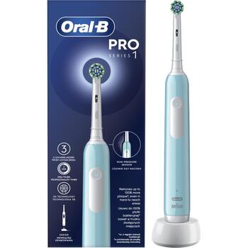 Oral-B elektriskā zobu birste Pro Series 1 Cross Action PROSERIES1BL, 1 galviņa, 3 režīmi, 20000 kustības minūtē (Pro1 Caribbean Blue)