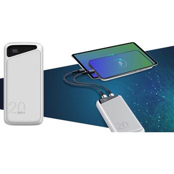 Navitel Power Bank PWR20 MX White, 20000mAh, 3.7V, 74Wh, 2xUSB-A, двунаправленный USB-C, микро-USB (PWR20 MX White)