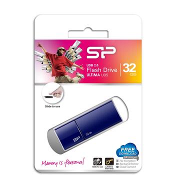 Silicon Power USB флеш-накопитель Ultima U05 SP032GBUF2U05V1D, 32GB, USB 2.0, Type-A, синий, матовая поверхность, LED индикатор (SP032GBUF2U05V1D)
