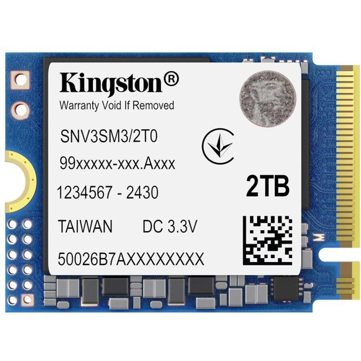 Kingston NV3 SSD SNV3SM3/2T0, 2000 ГБ, 6000 МБ/с, 5000 МБ/с, PCIe 4.0 x4, 3D NAND, 2230 (SNV3SM3/2T0)