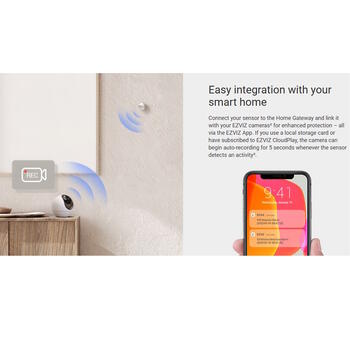Ezviz CS-T1C PIR датчик движения, 7м, 90°, Zigbee 3.0, HomeKit, 2г, CR2450, белый (CS-T1C)