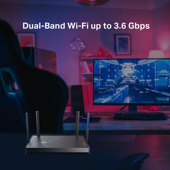 TP-Link Archer BE3600 беспроводной маршрутизатор Wi-Fi 7 Dual-Band до 3.6 Gbps EasyMesh HomeShield 4× антенны 2× 2.5 Gbps 3× 1 Gbps LAN USB 3.0 Чёрный (ARCHER BE3600)