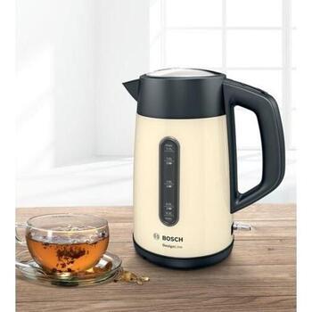 Bosch Чайник TWK4P437, 2400 Вт, 1.7 Л, нержавеющая сталь, бежевый, автоматическое отключение, индикатор уровня воды (TWK4P437)