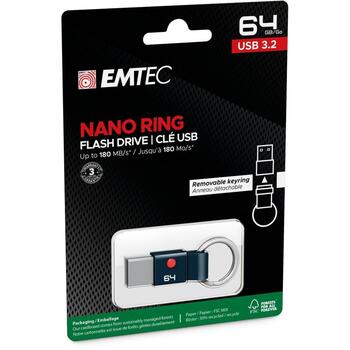 Emtec USB флешка ECMMD64GT103, 64GB, 180Mbps, 25Mbps, USB 3.2, черный/металлический (ECMMD64GT103)