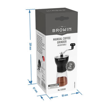 Browin 320500 manuālā kafijas dzirnaviņas, 30g, keramikas dzirnakmens, noņemams rokturis (320500)
