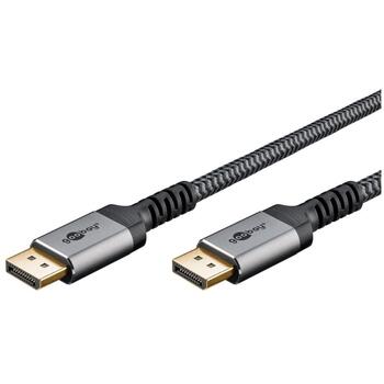 Goobay DisplayPort kabelis 75679, 1 m, 54 Gbit/s, DisplayPort 2.0/2.1, 8K144Hz, 4K240Hz, pelēks (75679)