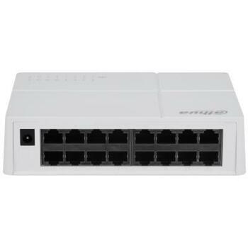 Dahua SF1016L коммутатор, 16 × RJ-45 10/100 Мбит/с, L2, unmanaged, 3.2 Гбит/с, 12 В, настенное крепление, настольный коммутатор (SF1016L)
