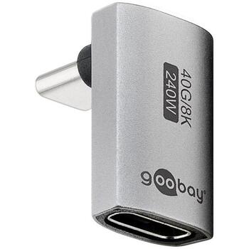 Goobay USB-C адаптер вертикальный 90° длинный, 74442, поддержка 8K60Hz, скорость передачи данных 40 Гбит/с, металлический корпус (74442)
