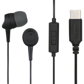 Hama Наушники 00184141, 20-20000 Гц, 95 дБ, 32 Ω, USB-C, Внутриканальные, черные, серые, микрофон (00184141)