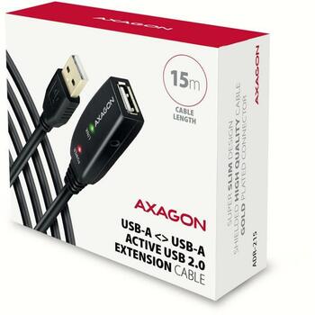 Axagon USB кабель ADR-215, 15м, активный A-M к A-F, 1 x USB 2.0, 1 x USB 3.0, черный (ADR-215)