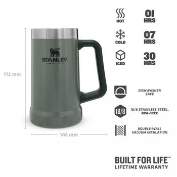 Stanley® Пивная кружка Adventure The Big Grip 2802874033, 0,7л, нержавеющая сталь, вакуумная изоляция, без BPA (2802874033)