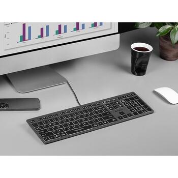 A4Tech FStyler FX60H A4TKLA47125, 150m, 2 USB, 12 multimediju taustiņi, zema profila taustiņi, balta LED apgaismojums (A4TKLA47125)