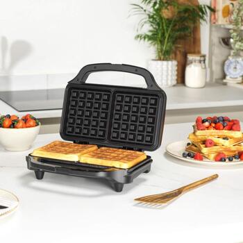 Salter Vafeļu panna EK2249TFVDE, 900 W, 2 vafeļu, nepiedegošs pārklājums, automātiska temperatūras kontrole, 90 grādu eņģes (EK2249TFVDE)