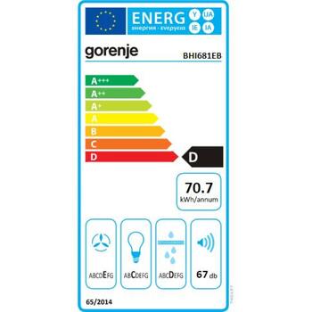 Gorenje BHI681EB tvaika nosūcējs, 58 cm, 370 m³/h, mehāniskā vadība, LED, melns, D klase (BHI681EB)