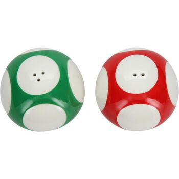 Paladone Super Mario Sēņu sāls un piparu kratītāji PP13410NN, keramika, sarkans/zaļš, 2 gab. (PP13410NN)