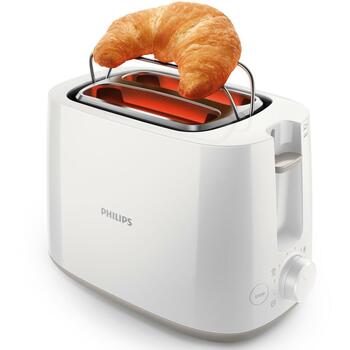 Philips Toaster HD2581/00 830 Вт, 2 ломтика, 2 слота, 8 уровней поджаривания, Металлический корпус, Подогреватель (HD2581/00)