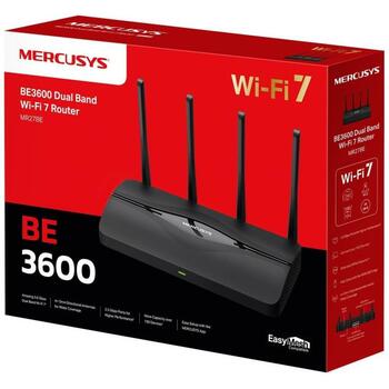 Беспроводной маршрутизатор Mercusys MR27BE, 3600 Мбит/с, 2.5 Гбит/с WAN, 2.5 Гбит/с LAN, 4x внешние антенны, EasyMesh, WPA3 (MR27BE)