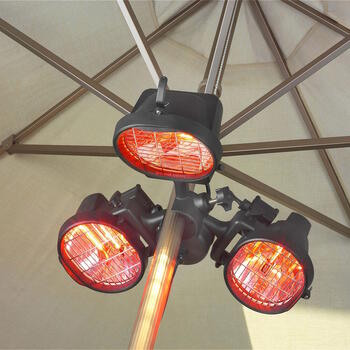 Eurom Parasol Heater 1500 инфракрасный обогреватель для зонта и террасы 1500W IP23 3 лампы halogen до 15m2 чёрный (333329)