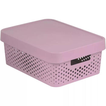 Ящик перфорированный с крышкой Infinity Recycled 11л розовый 0804753X51 Curver 36x27x14cм (0804753X51)