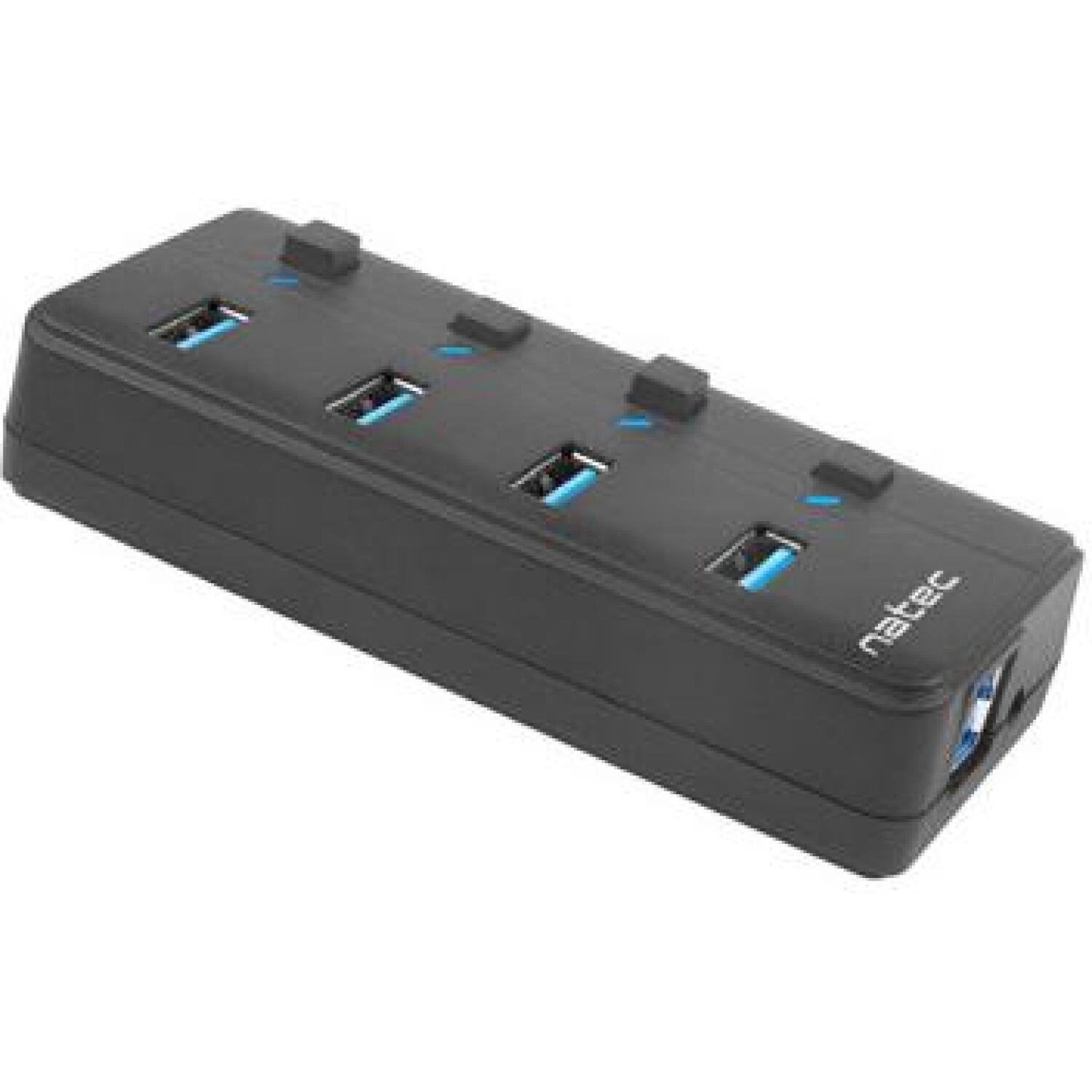 Natec USB хаб Mantis 2 NHU-1557, 4xUSB 3.0 A, 1xUSB B, 230V, переключатели, блок питания (NHU-1557)