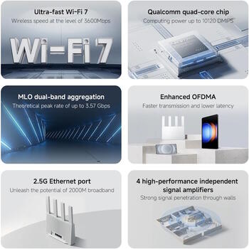 Беспроводной маршрутизатор с Wi-Fi 7, 4-портовым коммутатором и двухдиапазонным подключением 2.4/5 GHz Router BE3600 Xiaomi (DVB4493GL)