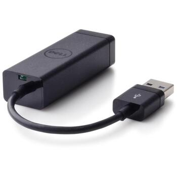 Dell USB адаптер 470-ABBT, 1000 Mbit/s, 1x USB-A 3.0, 1x RJ-45, Проводной Ethernet, USB питание, Черный (470-ABBT)
