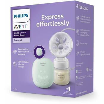 Philips Avent электрический молокоотсос SCF323/11, 4+4 уровня, USB-C, 5В, силиконовая насадка, память (SCF323/11)