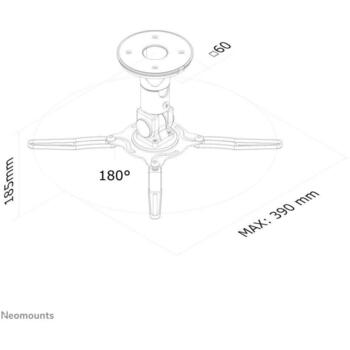 Neomounts projektora griestu stiprinājums BEAMER-C50, augstums 185 mm, maksimālā slodze 10 kg, melns, 360° pagrieziens (BEAMER-C50)